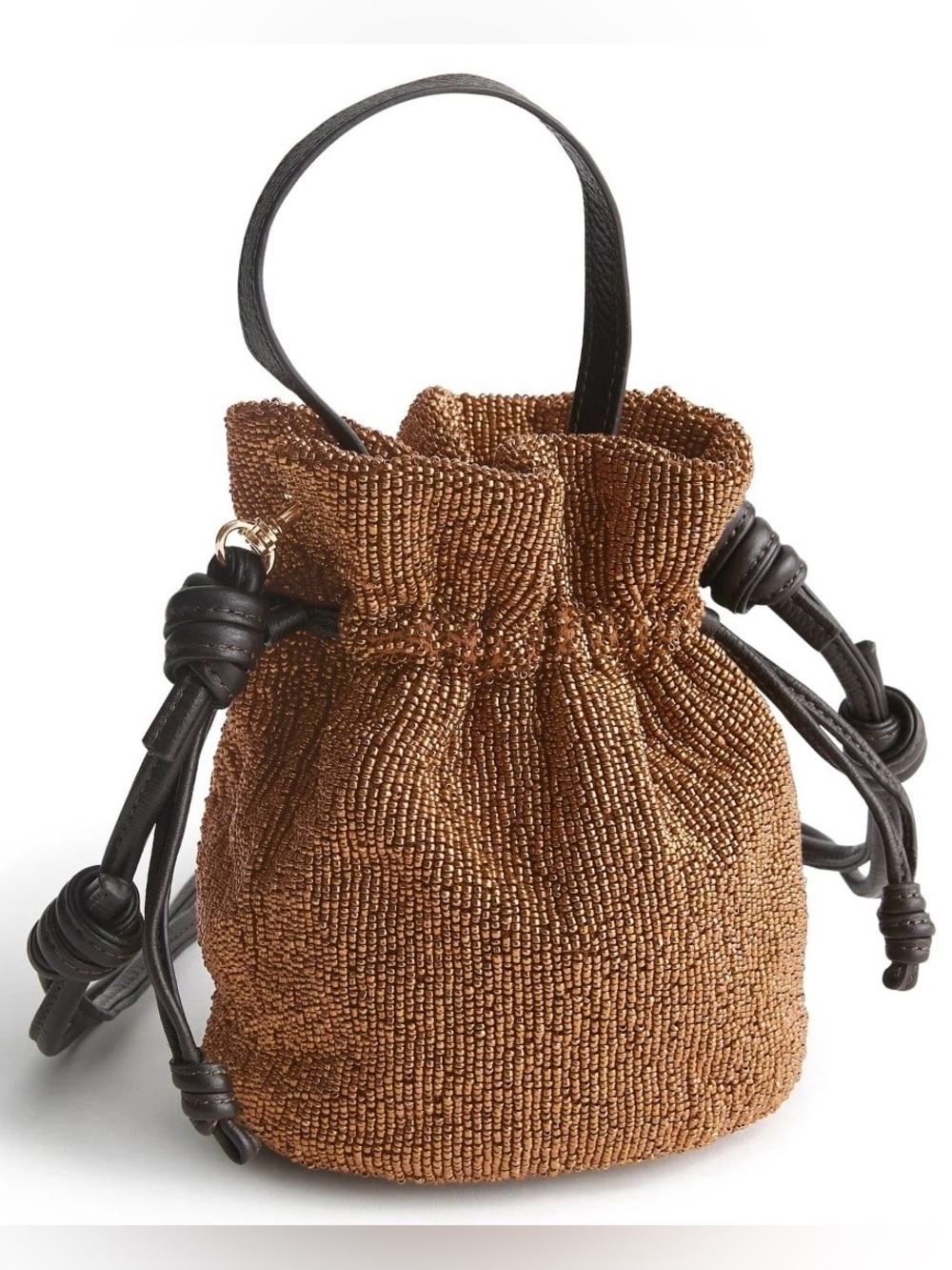 Vera Bradley Women’s Tilden Beaded Drawstring Mini Bucket Bag - Bronze Metallic